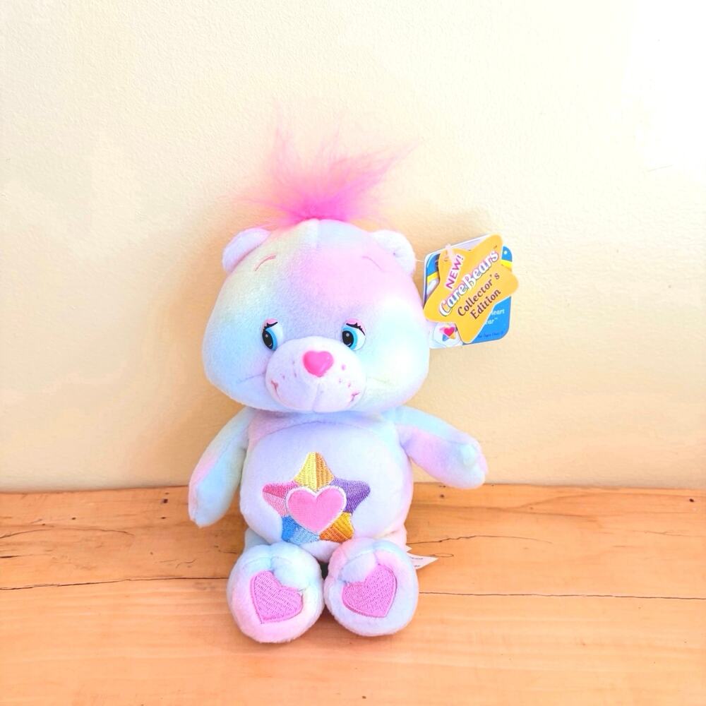 NWT Vtg 2004 Care Bear True Heart Plush Stuffed Animal Toy Y2K Tie Dye Pastel